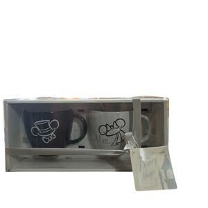 Mr. & Mrs. Mickey & Minnie Black & White Top Hat & Wedding Veil Coffee Mugs, NEW